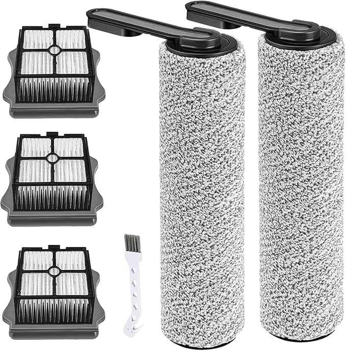 (6pcs) Replacement Brush Rollers & HEPA Filters For Tineco Floor ONE S5/Floor One S5 Pro 2 Wet Dry Vacuum Cleaner, Replacement Parts Accessories Kit Inclue 3 Vacuum Filter, 2 Brush Rollers
