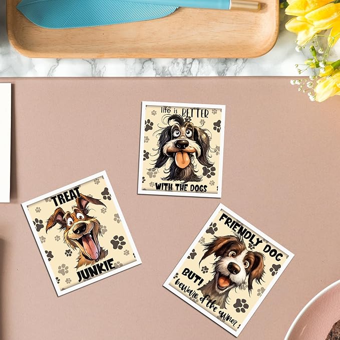 Funny Dog Swedish Dishcloths for Kitchen, 6 Pack Absorbent Swedish Dish Cloths, Reusable Dogs Designs Sponge Cleaning Towels Wipes for Kitchen Cooking Home Decoration Housewarming Gifts