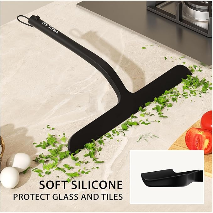 VEELAR Shower Squeegee for Shower Glass, Bathroom Glass Cleaning Tool with Hook Mount, Squeegee for Glass Doors, Window Cleaning, Tile Shower Walls (Black)
