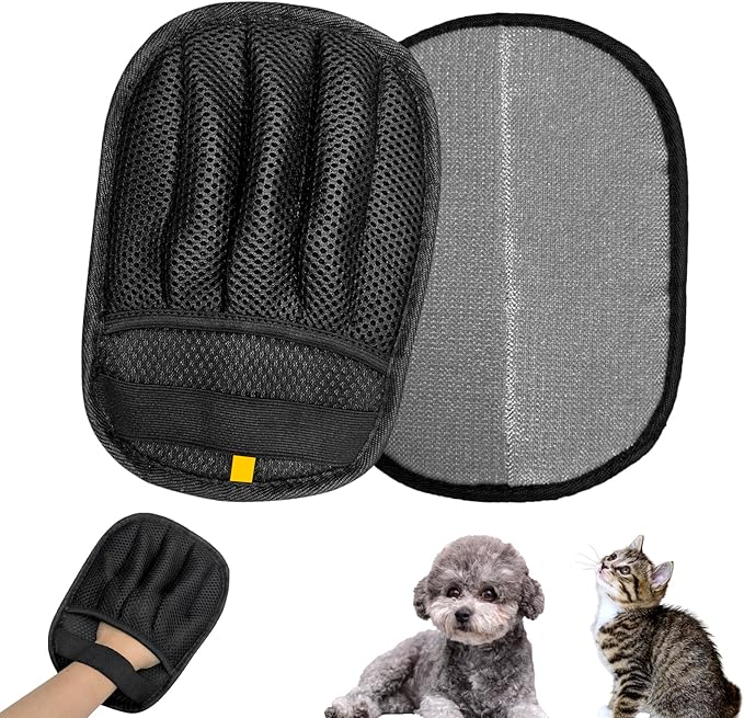 IDAFureverHome 2 Pairs of pet Grooming Gloves, Suitable for Cats and Dogs. Five-Finger Static pet Grooming Gloves. Reusable pet Grooming Tools for Sofas, Clothes, pet beds and Carpets. (S)