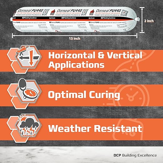DCP Donseal PU440 Polyurethane Sealant for Concrete, Sidewalk 1 Pack – Expansion Joint Filler, Non-Sag Caulk for Foundation, Walls, Sausage, 20.2 fl oz – White