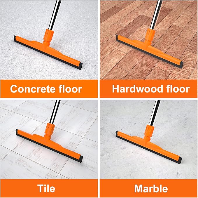 ITTAR Heavy-Duty Floor Squeegee, 62" Adjustable Handle, EVA Foam Blade, Ideal for Concrete, Garage, Patio & More
