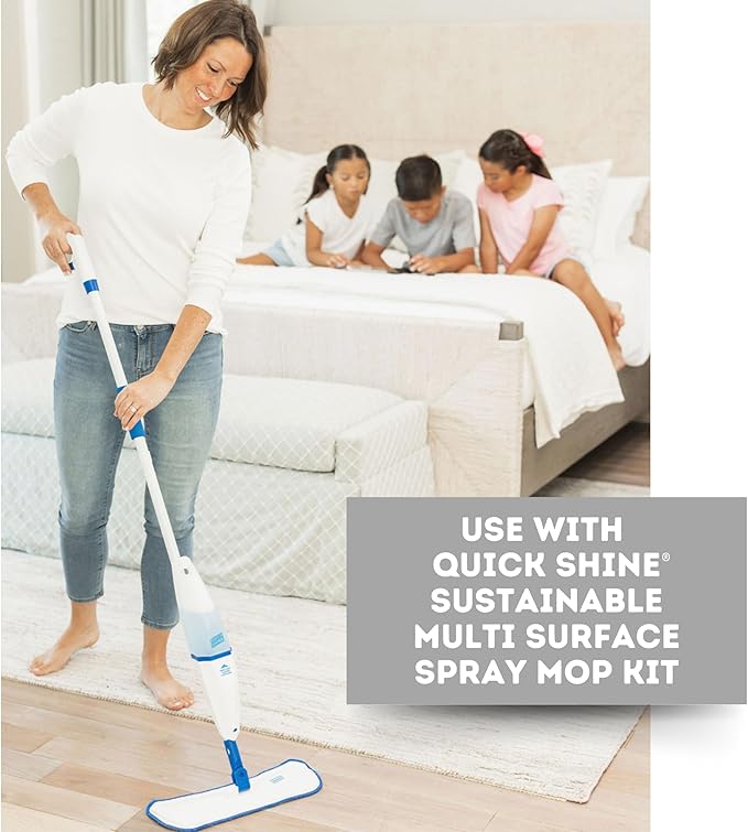 Quick Shine Hardwood Floor Cleaner Daily Care 24oz | Naturally Cleans Dirt & Scuff Marks | Dirt Dissolving, Streak Free, No Rinse & Ready to Use | Spray, Wipe, Done! | Safer Choice Cleaner