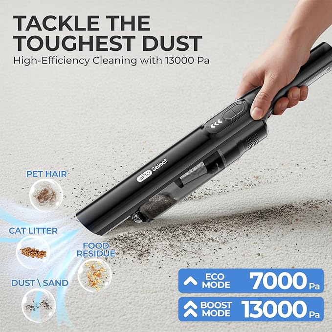 EPROEON Cordless Handheld Vacuum Cleaner, 13000Pa Strong Suction, Mini Vacuum with Charging Dock, 40 Mins Runtime, LED Light, HEPA Filter, One-Click Empty for Car Detailing and Home