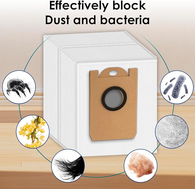 (12 Pack) T20+ Replacement Dust Bags Compatible With Airrobo T20+ Robotic Vacuum Cleaner, Disposable Dust Bags, Accessories Kit