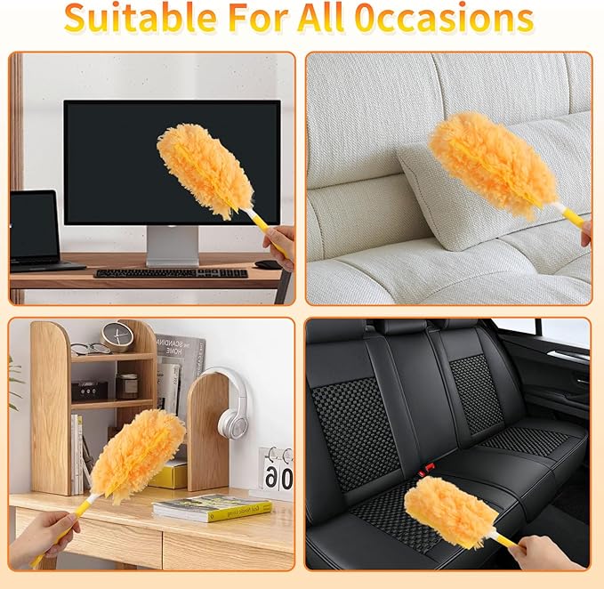 18 Count Duster Refill for Swiffer Duster with 1 Handle - 360° Multi-Surface Larger Size Feather Dusters, Disposable Duster Kit for Cleaning Home, Furniture, Blinds and Ceiling Fans