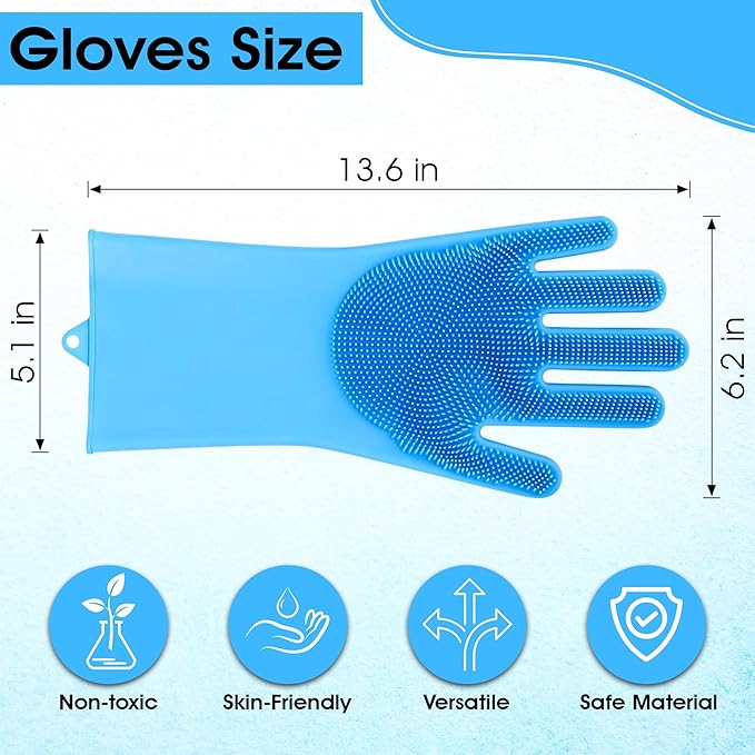 ZENELANEP High-Density Silicone Pet Grooming Gloves with Enhanced Five Finger Design for Bathing, Massaging Dogs and Cats (Blue)