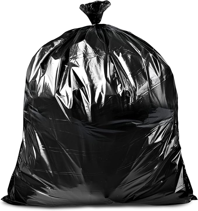 Tasker 40-45 Gallon Trash Bags, (50 Bags w/Ties) Large Black Heavy Duty Garbage Bags - fits 39 Gallon - 40 Gallon - 42 Gallon - 44 Gallon