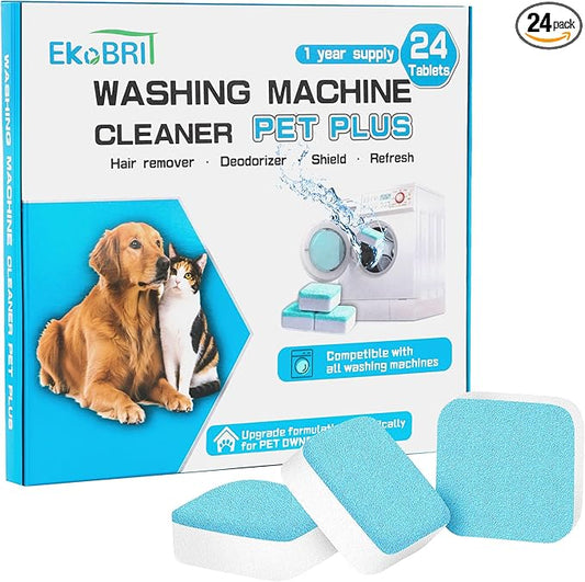 EKoBRIT Washing Machine Cleaner Tablets – 24-Pack Deep Cleaning & Descaler for HE, Front Load & Top Load washer cleaner tablets, Septic-Safe, 12-Month Supply