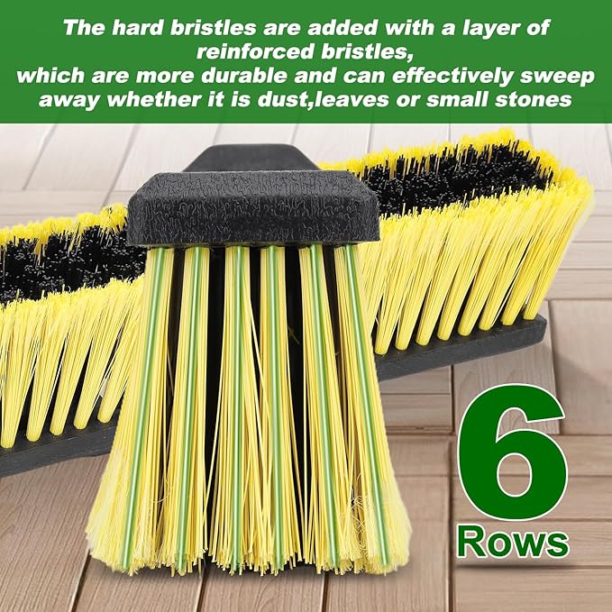 18 Inches Push Broom Outdoor- Heavy Duty Commercial Broom with 64.5" Long Handle and Stiff Bristles for Patio Garage Deck Concrete Wood Stone Tile Driveway Yard Warehouse Shop Floor Cleaning