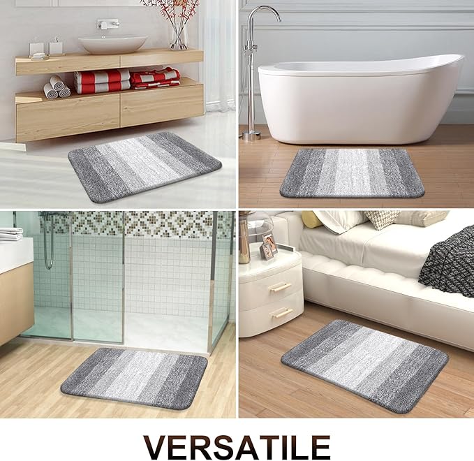 OLANLY Bathroom Runner Rugs 59x20, Extra Soft Absorbent Microfiber Bath Rugs, Rubber Backing, Quick Dry, Washable Bath Mats for Bathroom Floor, Tub and Shower, Home Decor Accessories, Light Grey