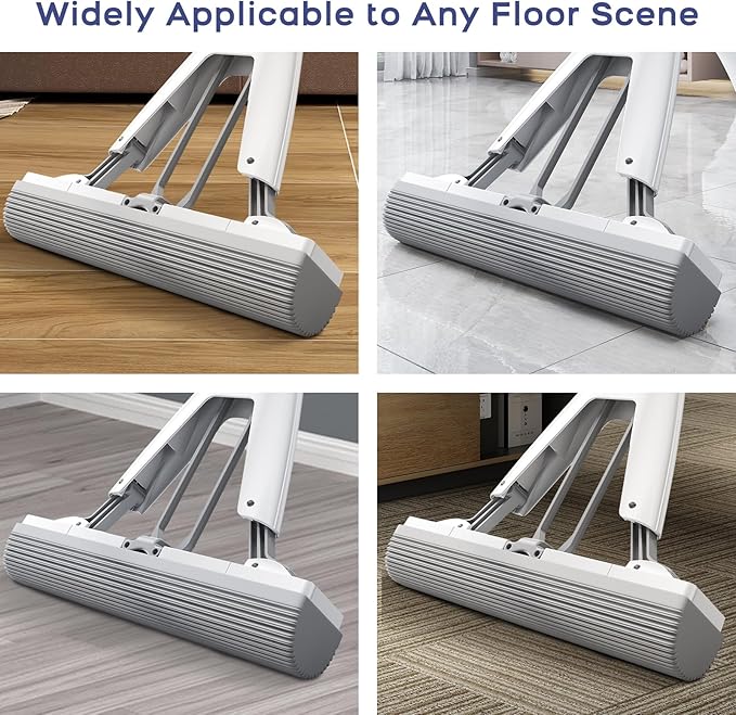 YURIGO Kozeedom Mop and Bucket with Wringer Set for Home Floor Cleaning, Self Squeezing mini Hand mop with 3 Absorbent Sponge Mop Refills and Adjustable Height