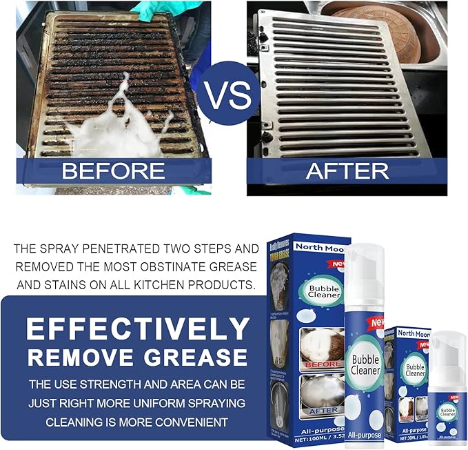 Bubble Cleaner, All Purpose Bubble Cleaner Kitchen Deep Cleaning Spray, All-purpose Rinse-free Cleaning Spray(3PC)