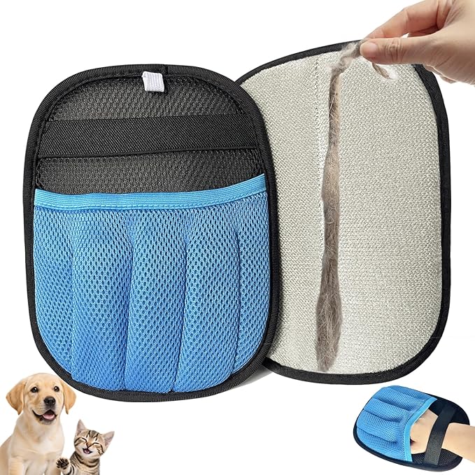 Pet Hair Remover Glove for Furniture - Reusable 5-Finger Dog and Cat Fur Removal Mitt with One-Swipe Peel Technology - Professional Sofa, Carpet & Car Detailer - Effective on Velvet, Bedding & Rugs