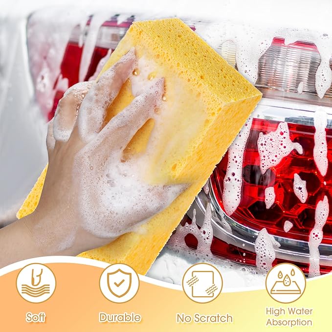 Mimorou 6 Pcs Large Sponge Bulk 7.9 x 3.9 x 2.4 Inch Grouting Car Washing Sponge for Thick Cleaning and Dish Washing