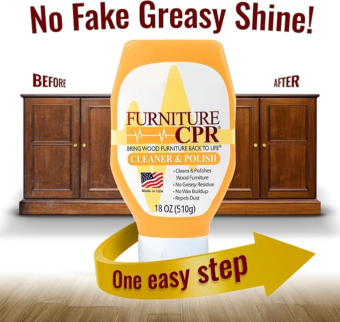 Furniture CPR Wood Furniture Cleaners & Polish 18oz-Cabinet Cleaner for Woods Paneling, Doors, Natural Furniture Polish And Wood Floor Cleaner (18 Ounce (Pack of 2))