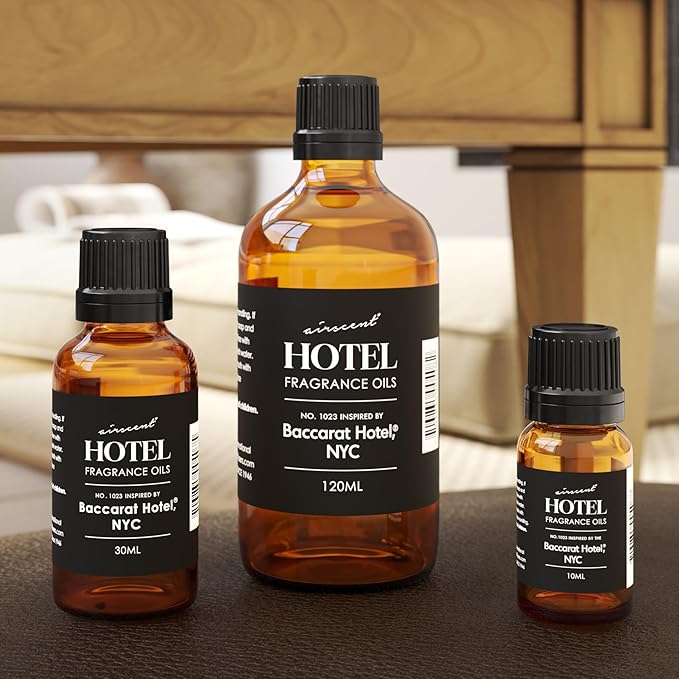 AirScent Hotel Diffuser Oil No. 1023 Inspired by The Baccarat Hotel Scent - Love Affair Fragrance Oil for Ultrasonic and Waterless Diffusers and Crafting - 120 mL, 4 fl oz Glass Bottle with Dropper