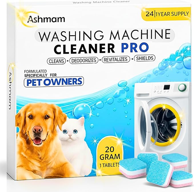 Washing Machine Cleaner Tablets, 24 Pack 1 Year Supply – Deep Clean Washer Cleaner for Front Load & Top Load HE Machines, Removes Odor & Residue, Lavender Fresh Scent, Septic Safe