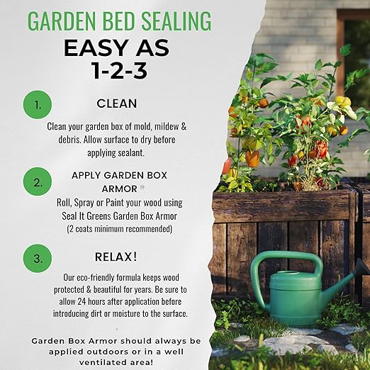 Seal It Green Cedar Garden Box Sealer-Plant Based, Non-Toxic and Non-Leaching Garden Bed Wood Sealer. Helps Protect Cedar & All Wood Types Used for Raised Bed Gardens. Zero Toxic Chemicals (
