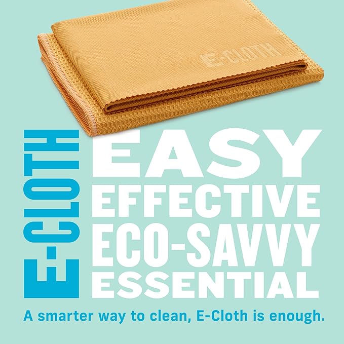 E-Cloth Microfiber Cleaning Cloth Glass Kit - Streak-Free Window & Glass Cleaning - Reusable Microfiber Towels for Cars, Windows, Mirrors & More - Tangerine Orange