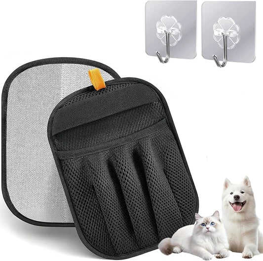 Coraltree Pet Hair Removal 2 Pcs Glove With Two Hooks for Dogs and Cats, Upgraded Reusable Static Pet Hair Gloves for Clothing, Sofas, Carpets, Car Seats