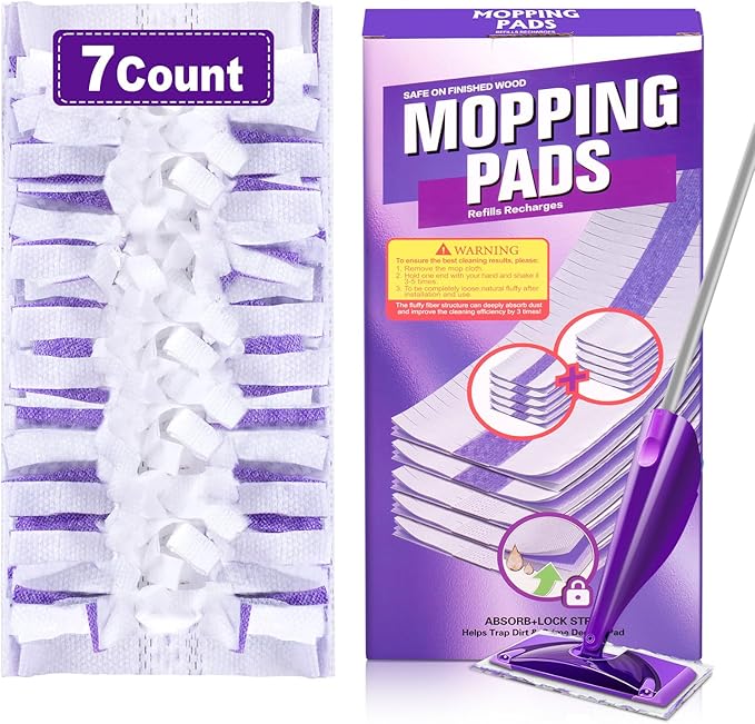 IOPRETTY Mop Pads Refill for Swiffer WetJet - 7 PCS Disposable Pad for Hardwood Wood Tile Laminate Marble Vinyl Muilt-Surface Floor Cleaning - Heavy Duty Absorb & Lock Pet Hair Dust Dirty Stains