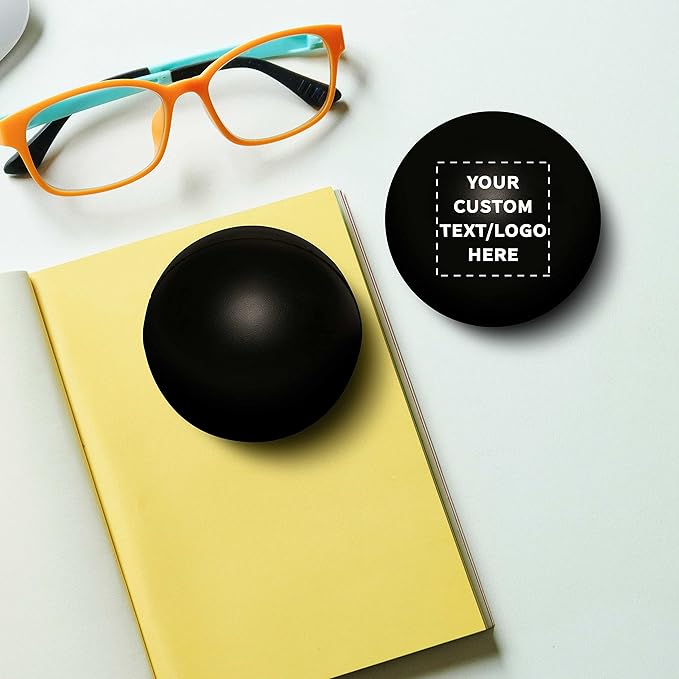 Custom Stress Balls for Adults Set of 50, Personalized Bulk Pack - Relief, Perfect for Your Desk, Office or Home - Black