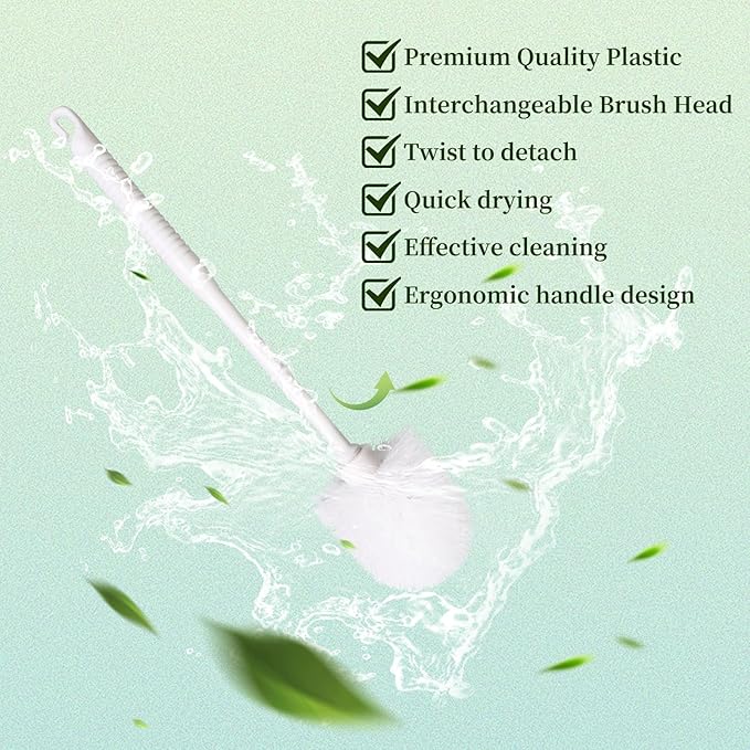 TANEMUDO 14 Sets Toilet Brush and Holder Set 14.57 Height Bathroom Cleaning Brush with Caddy, Toilet Bowl Scrubber for Deep Cleaning(White)