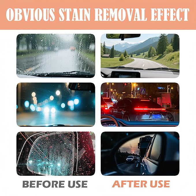 Oil Film Remover for Car Windshields and Windows, New Car Glass Oil Film Cleaner for Paint/Wheels Improve Driving Visibility Universal Anti-Rain Fog Glass Brush (1, Black)