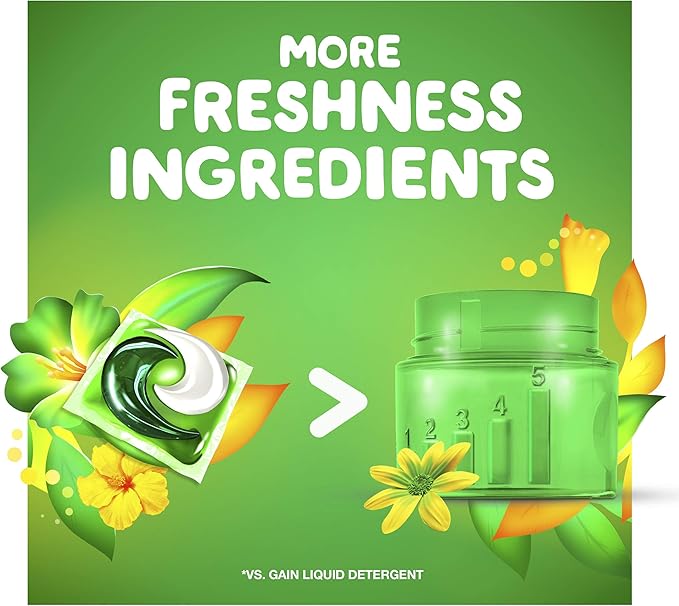 Gain flings! Liquid Laundry Detergent Soap Pacs, HE Compatible, 3 Bag Value Pack, 111 Count, Long Lasting Scent, Original Scent