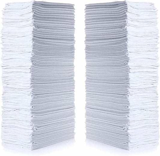SIMPLI-MAGIC Cotton Shop Towels 14"x12" (150 Pack) – Reusable Cleaning Shop Rags for Automobiles, Industries, Garage and Homes (White)