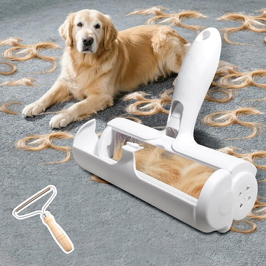 Cornnpet Roller Pet Hair Removal Tool – Reusable Lint Roller for Dogs & Cats – Self-Cleaning Fur Remover Brush - Portable, Multi-Surface Fur Removal Tool - Reusable Double Sided Travel Brush