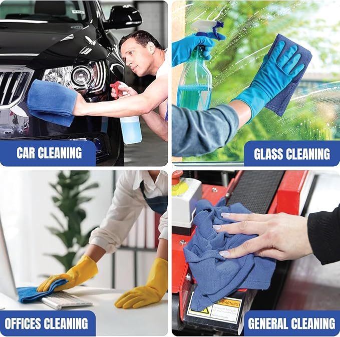 Premium Blue Huck Towels – (100 Pack) 15 x 27 inches 100% Cotton Bulk Towel for General Cleaning, Auto Shop, and Hospital Use, Super Absorbent, Machine Washable Cloth