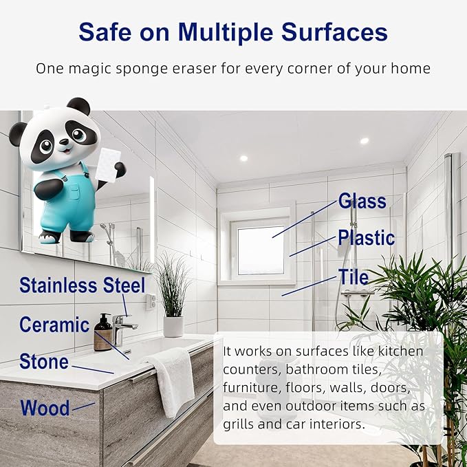 Magic Sponge Eraser, 51 Pcs Melamine Foam Sponges in Bulk, Multi-Functional Household Scrub Cleaning Pads for Kitchen, Bathroom, Furniture, Tub, Sink, Floors, Baseboards, Shoes, Walls