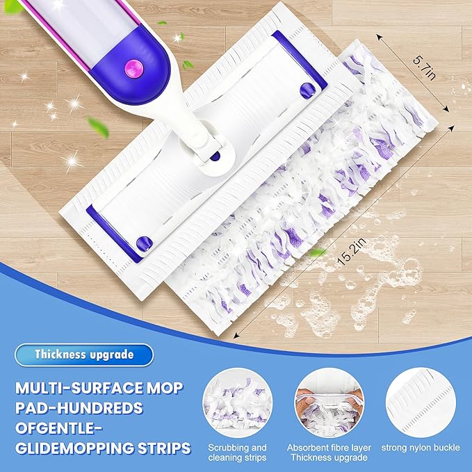 40 Count Disposable Mopping Pad Refills for Power Mop Refills, Unscented Spray Cleaning Repalcement Pads
