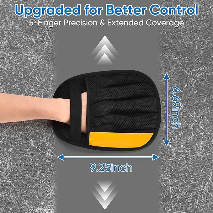 Jimtoiny Upgraded Pet Hair Removal Glove, Five-Finger Electrostatic Reusable & Quick-Clean Grooming Remover Gloves for Dogs & Cats, Gently Remove Fur from Furniture, Laundry, Carpet & Car Seats
