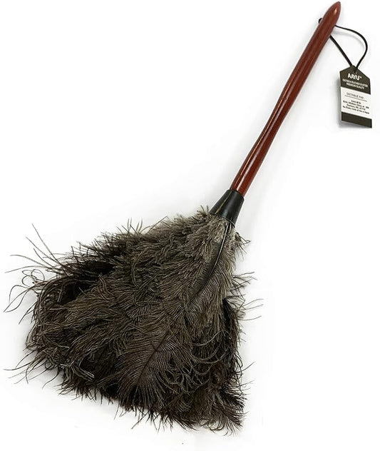 18" Ostrich Feather Dusters by AAYU, Premium Feathers duster long handle for cleaning and Feather Moping | Genuine Ostrich Feather Duster with Wooden Handle | Eco-Friendly | Easy to Clean Dust (45 cm)