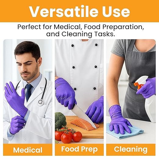 SafeWay Nitrile Gloves, 200 Ct, Large, Powder-Free, Latex-Free, All-Purpose, Professional Disposable Gloves with Textured Fingertips for Medical Use, Food Prep, Cleaning, Tattoo & More