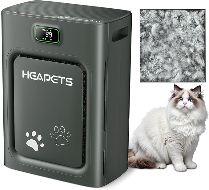 Pet Air Purifier for Home Large Room 2500 sq ft, H13 HEPA Washable Double-Sided Filter, Air Cleaner for Pet Hair Dander Odor Allergies Pollutant Smoke Dust, PM2.5 Air Quality Monitor, Auto Mode, Black