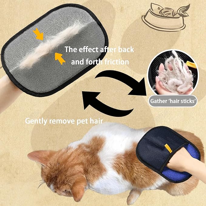Yehenarn Pet Hair Remover Glove, 3PCS Cat Dog Hair Remover, Magic Electrostatic Pet Hair Brush Glove, Reusable Pet Hair Removal Tool for Furniture, Clothes, Couch, Bed, Carpet, Car Seat