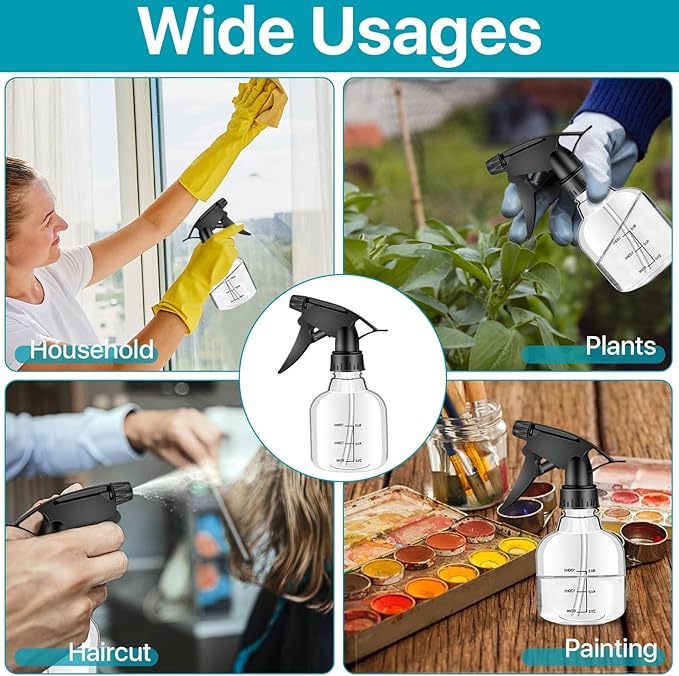24 Pcs Small Spray Bottles 8 oz, Mini Spray Bottles Refillable with Adjustable Nozzle, for Cleaning Solutions, Hair, Plants, Kitchen, Bathroom & Home Use