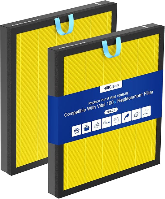 Vital 100S Pet Allergy Replacement Filter for LEVOIT Vital 100S and Vital 100S-P Air Purifier, 3-In-1 Filter, Efficiency Activated Carbon for Pets, Dust, Pollen, Vital 100S-RF-PA, 2pack