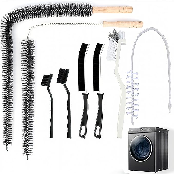 Ecolimpia 8 Pack Washing Machine Cleaner Brush, Dryer Cleaning Brush, Crevice Cleaning Brush for Bathroom, Shower, Kitchen, Cup,Tile, Tub, Sink-Ideal and Aractical Household Cleaning Tool Set