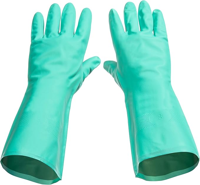 TUSKO PRODUCTS Best Nitrile Rubber Cleaning, Household, Dishwashing Gloves, Latex Free, Vinyl Free, Reusable not Disposable, Extra Small XS, (12 Pairs)