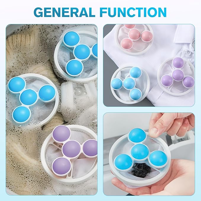 Pet Hair Remover for Laundry, 2026 Upgaded 3pcs Floating Hair Filtering Mesh Removal for Washing Machine, Reusable Dog & Cat Hair Remover Tool for Pet Fur, Hair, Lint, Dander from Laundry (Colorful)