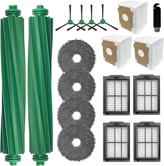 YHYXMMKK 18 Pcs Roomba Plus 405/505 Combo Replacement Parts Kit,Include 2 Main Brushes, 4 Mop Pads, 4 HEPA Filters,3 Dust Bags,4 Side Brushes,1 Cleaning Tool, for Home Vacuum