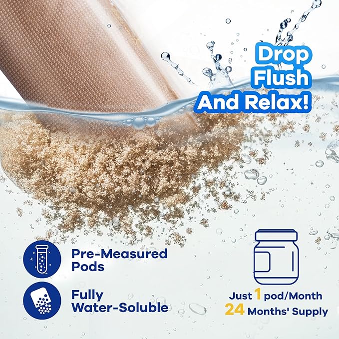 Dr.Raifya's Septic Tank Treatment Pods - 24 Pcs for 2-Year Supply | Beneficial Bacteria & Enzymes Formula Ultra Concentrated for Clog Prevention & Odor Elimination | Suitable for All Septic Systems