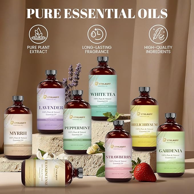 Peppermint Essential Oil & Roll-On Oi — Peppermint Oils for Aromatherapy, Diffusers, Humidifiers, Home fragrances, DIY Skincare, Candle, Soap Making, Relaxation, Yoga, and Meditation