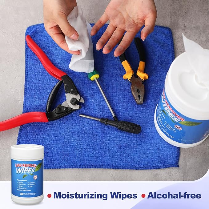 Nuanchu 2 Pack Lead Remover Wipes for Shooting 60 Count Per Canister Hand & Surface Cleaning Wipes Effectively Removes Lead, Dust, Oil & Grime Disposable Wipe for Mechanics Construction Diy (Modern)