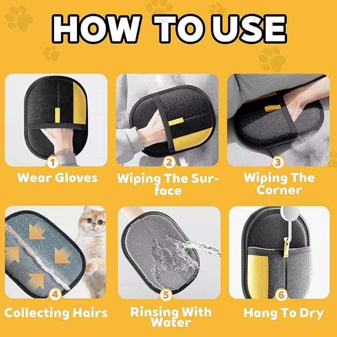 Mejreiik Pet Hair Removal Glove,Magic Brush Pet Hair,electrostatic pet Hair Remover Glove,Laundry/Couch/Carpet/Car Seat for 2025 New Reusable Magic Brush Cat & Dog Remover Tool
